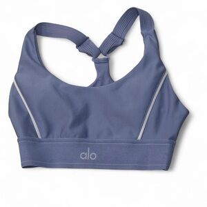 Alo Yoga Airlift Suit Up Sports Bra in Lilac Blue/White XS